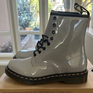 Dr. Martens Women's Patent Leather Gray Combat Boots Sz 8 - New